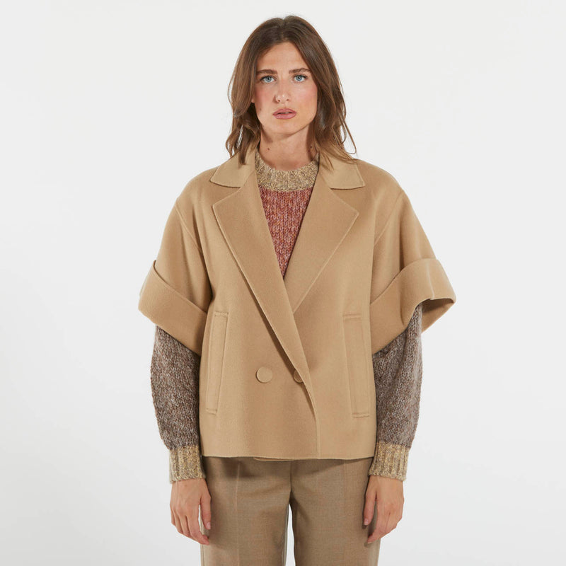 Max Mara cappotto corto in lana beige