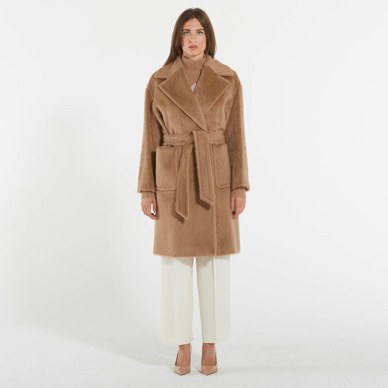 Max Mara cappotto a vestaglia effetto pelliccia