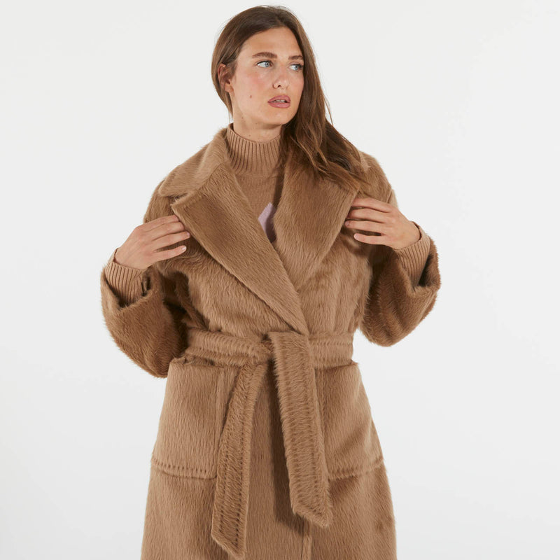 Max Mara cappotto a vestaglia effetto pelliccia