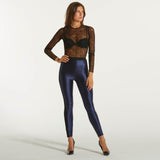 Elisabetta Franchi leggings in lycra lucida blu