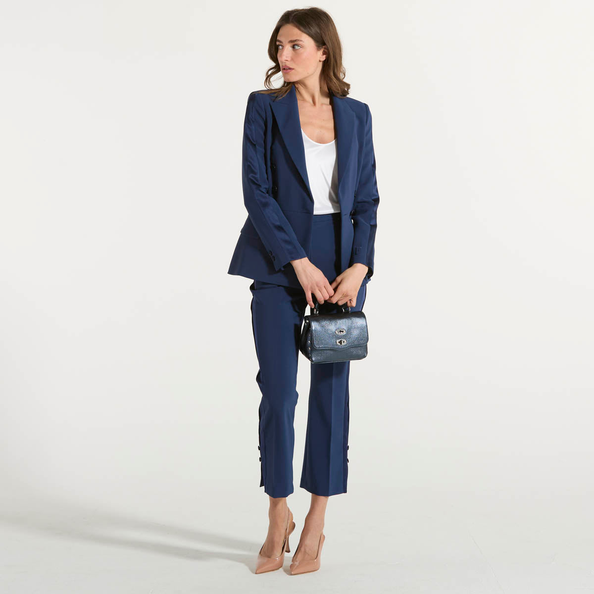 Elisabetta Franchi pantaloni smoking in crêpe blu