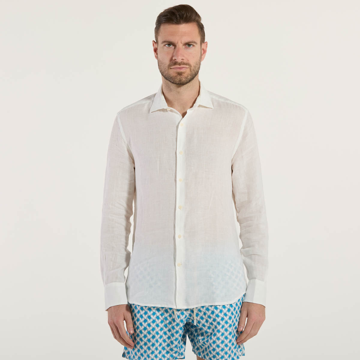 Mc2 St.Barth camicia pamplona in lino bianco