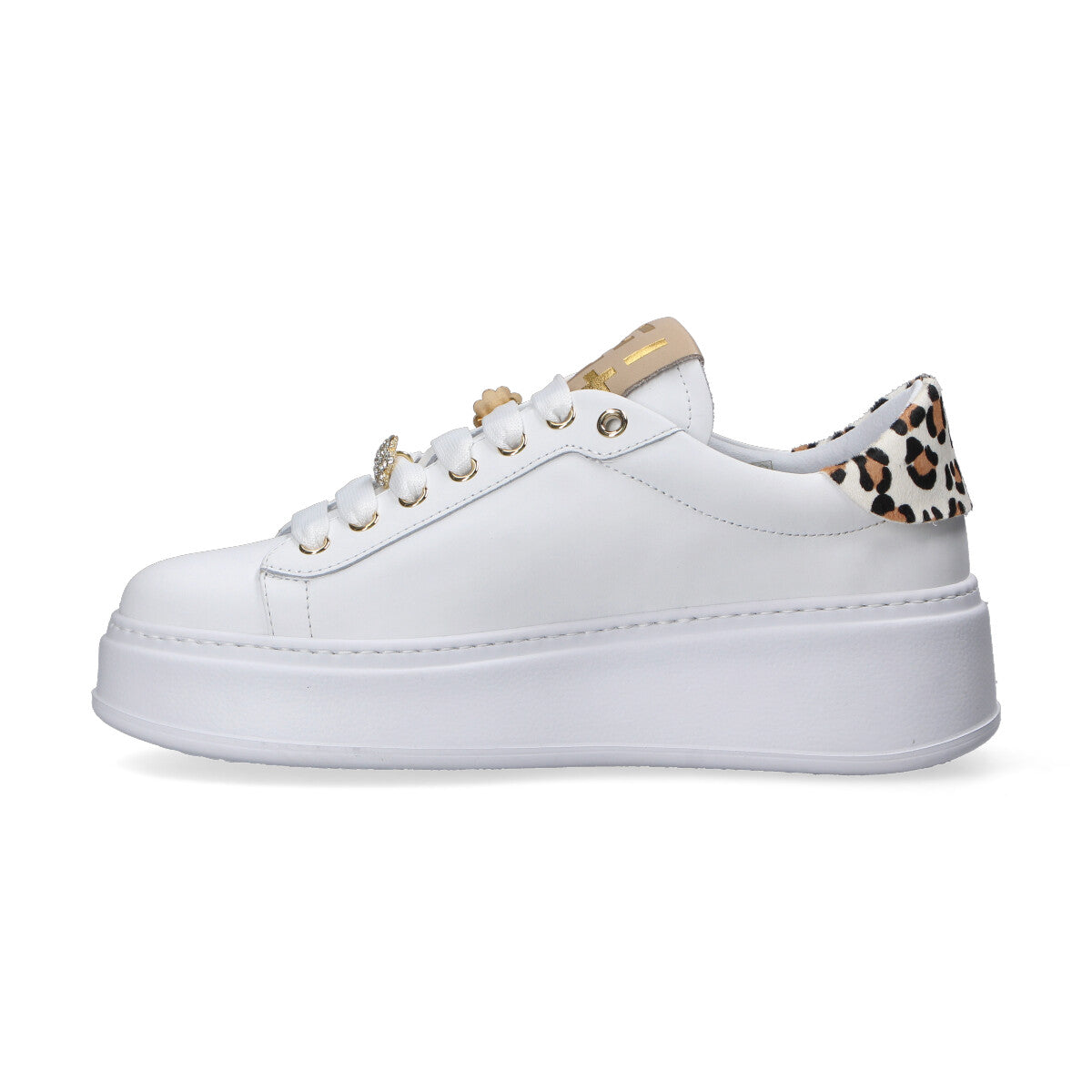 GioPiu sneaker Pia ape animalier pelle bianca