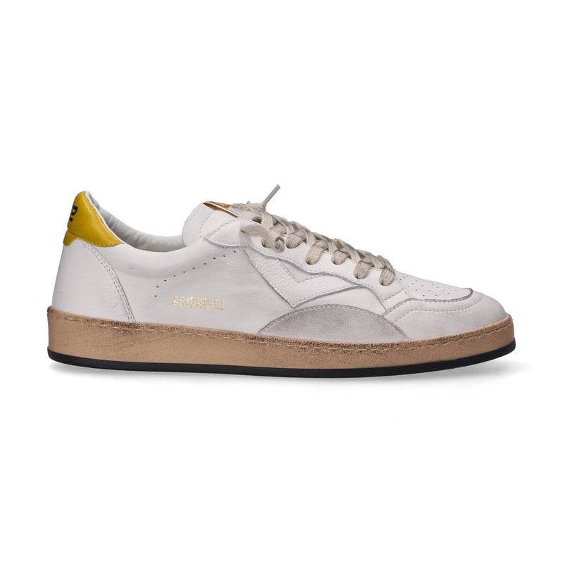 4B12 sneaker Playnew pelle bianca gialla