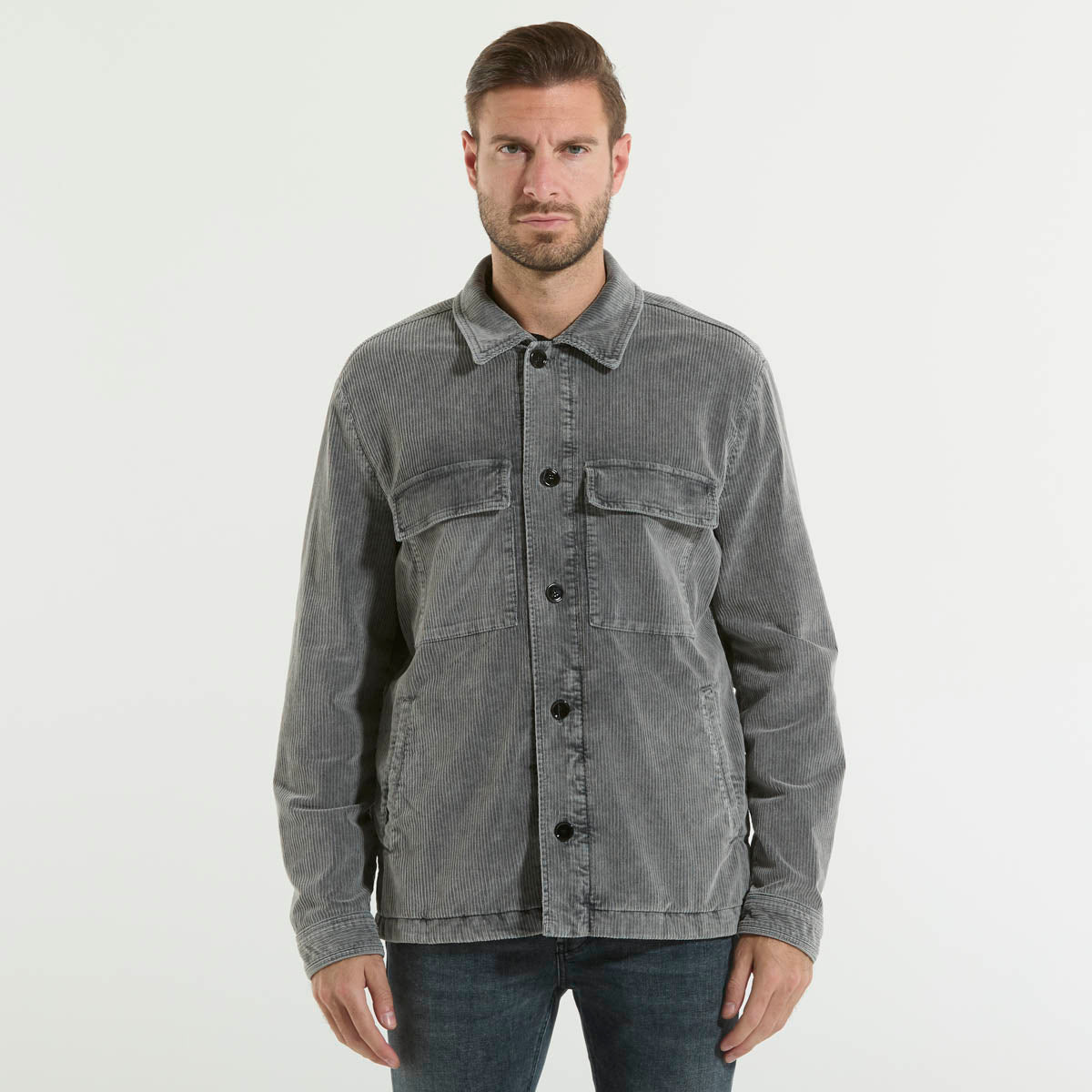 Dondup field jacket in velluto a coste grigio