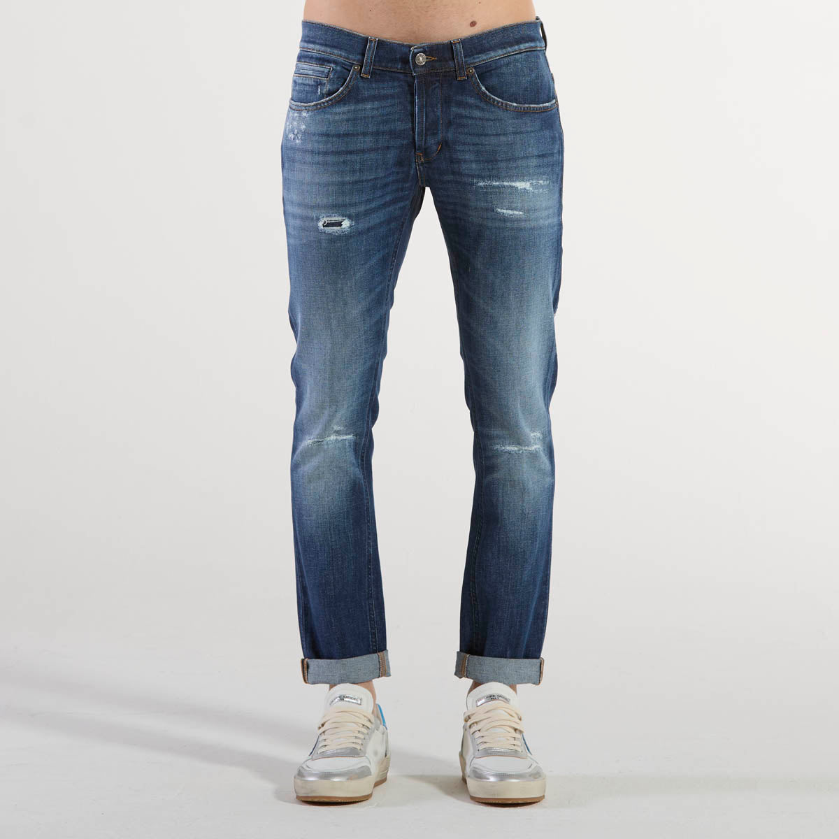 Dondup jeans george denim scuro con abrasioni