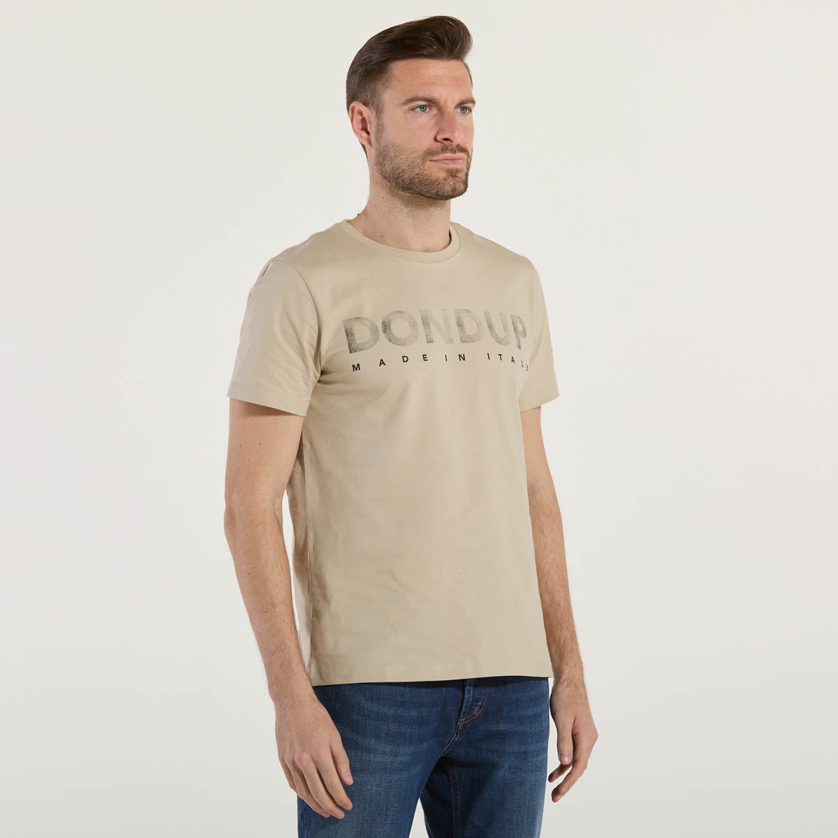 Dondup t-shirt logata in cotone beige