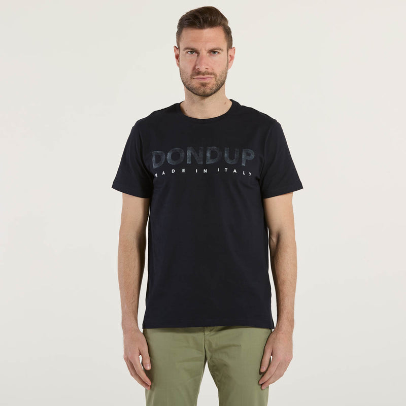 Dondup t-shirt logata in cotone blu