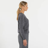 Max Mara maglione grigio a V in alpaca e cotone