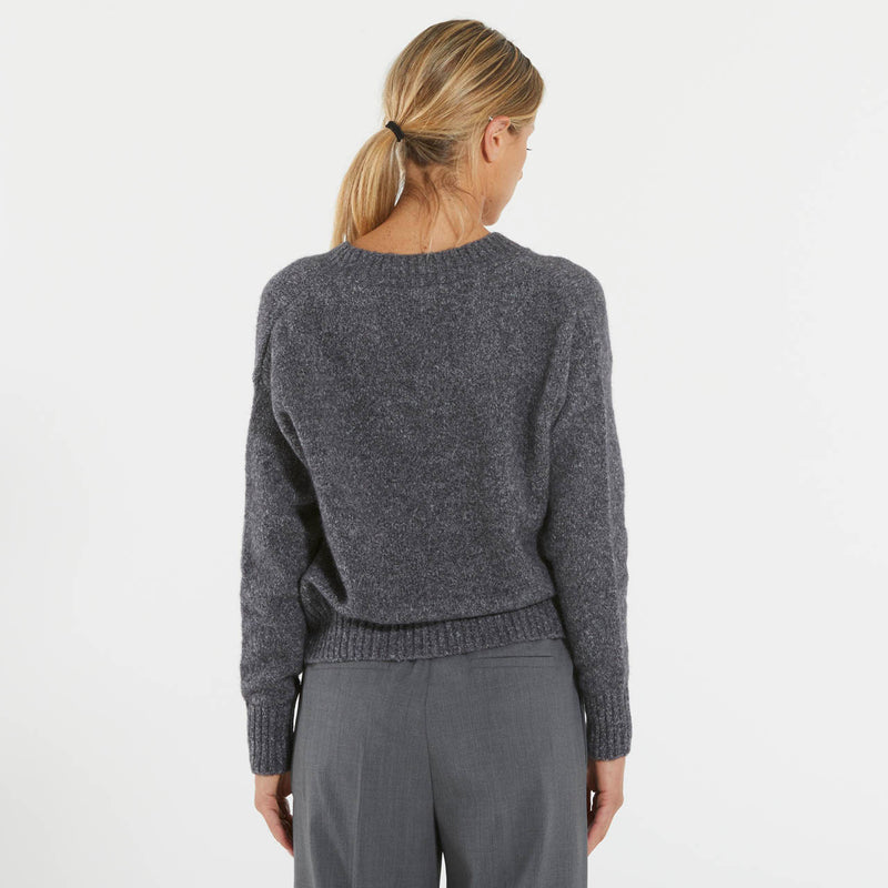 Max Mara maglione grigio a V in alpaca e cotone