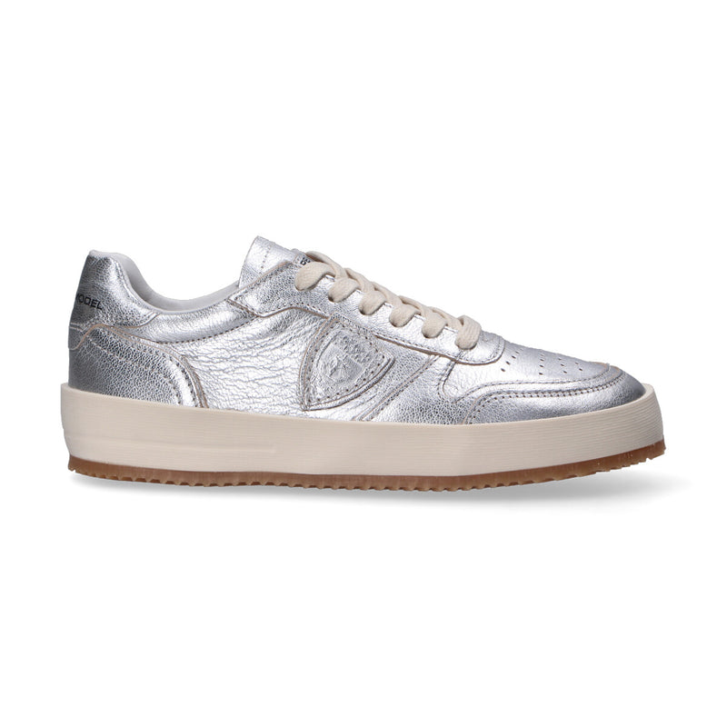 Philippe Model sneaker Nice pelle argentata