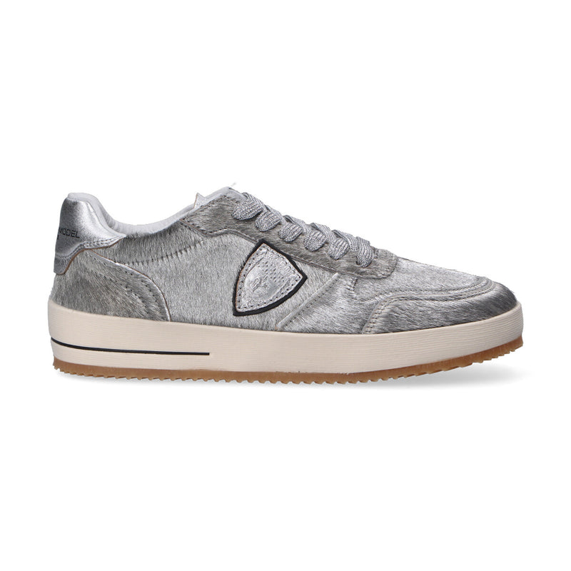 Philippe Model sneaker Nice Low cavallino argento