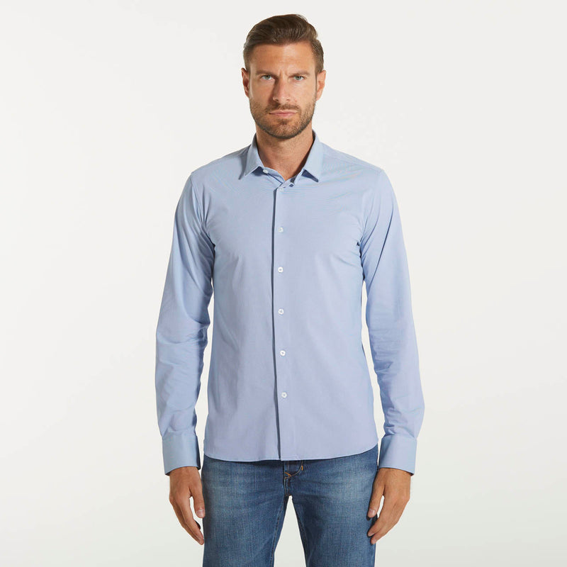 RRD camicia oxford jaquard fantasia azzurra