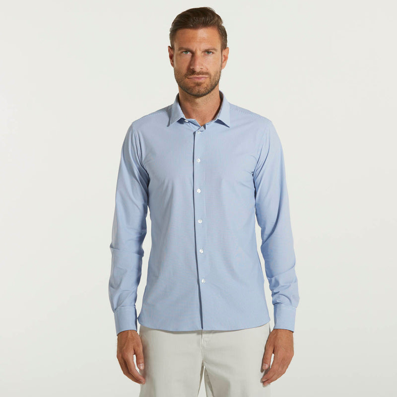 RRD camicia oxford jaquard a righe azzurra