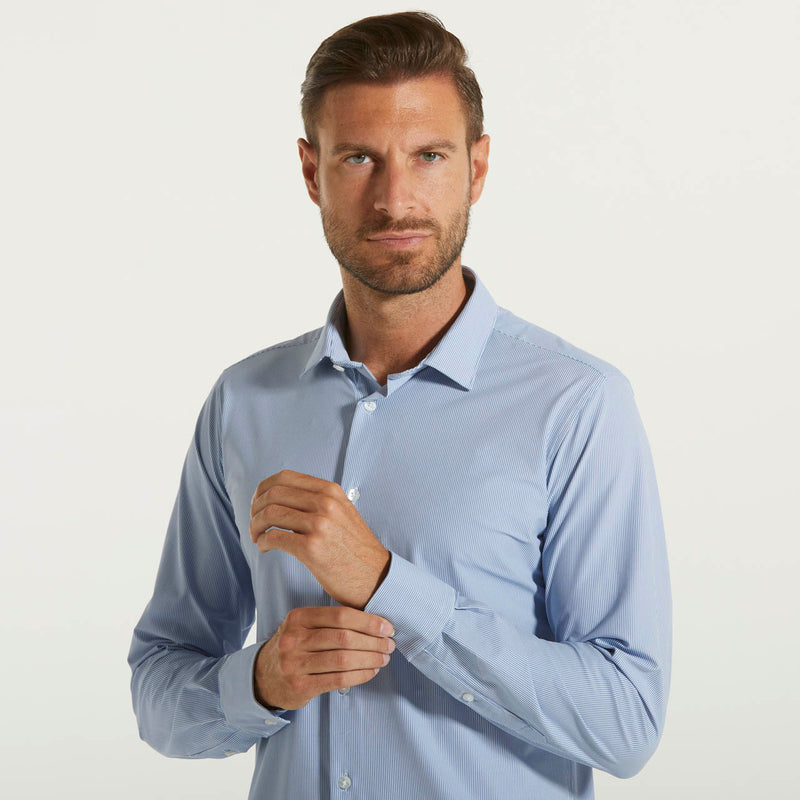 RRD camicia oxford jaquard a righe azzurra