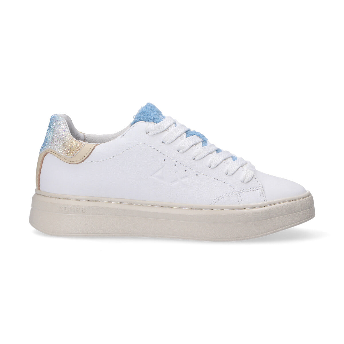 Sun68 sneaker grace teddy bianco azzurro