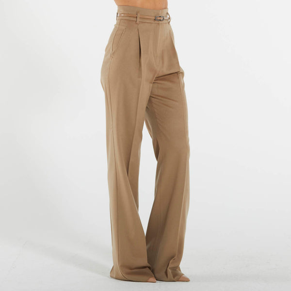 Max Mara pantalone cammello in drap di lana