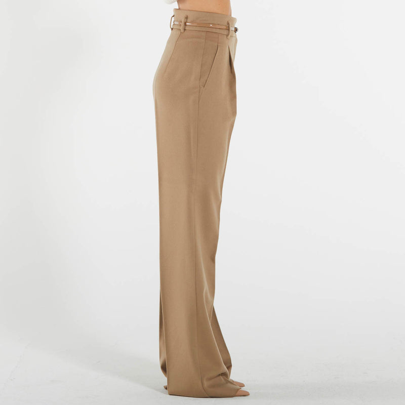 Max Mara pantalone cammello in drap di lana