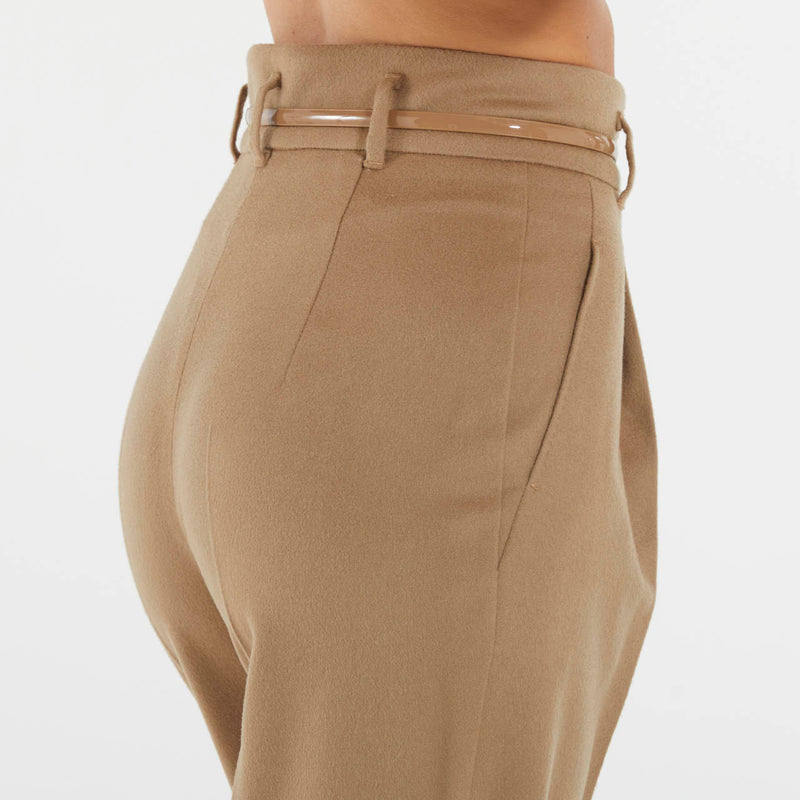 Max Mara pantalone cammello in drap di lana